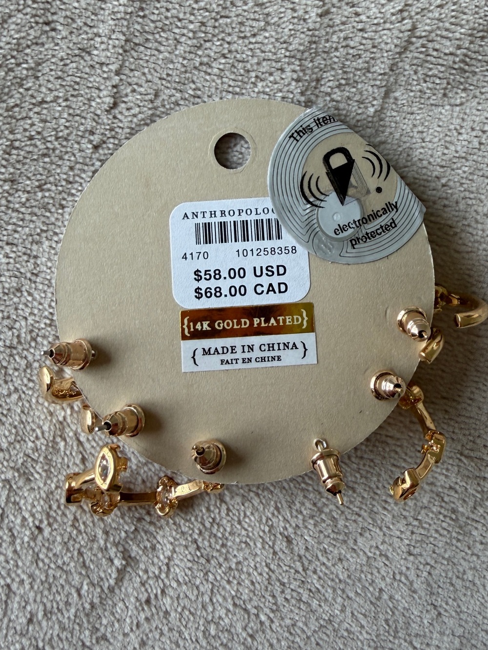 NWT Anthropologie Crystal Earrings | Set of 3 | 14K Gold Plated CZ Ear Stack - Picture 3 of 5